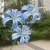Lirio dorado de 3 cabezas con costillas fundidas, flor artificial, dalia falsa para decoración de bodas y hogar, al por mayor