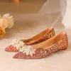Zapatos de Boda Xiuhe para Mujer Modelo Nuevo 2025, Zapatos de Novia de Doble Uso, Punta Aguda de Cristal, Aumento Oculto de Altura, Zapatos de Salón de Boca Baja para Mujeres Embarazadas