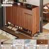 Zapatero ecológico de madera maciza para entrada de casa, modelo nuevo 2026, mueble organizador de entrada integrado, zapatero de pared