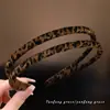 Diadema Retro de Ante con Estampado de Leopardo Diseño de Diadema Simple Cómodo Pequeña Etiqueta Dorada Pinza para el Cabello Pinza Coreana para el Cabello