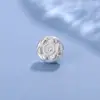 Plata Pura 999 Lujo Ligero Forma de Cintura de Loto Flor de Doble Capa Separador de Perlas Pulsera DIY Hecha a Mano Accesorios Separadores de Perlas de Cristal