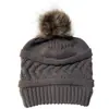 Otoño e invierno 2021 Nuevo Amazon gorro de lana cálido de color sólido y a rayas con cinturón triangular y pompón desmontable gorro de punto