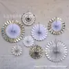 6 Un juego de abanicos de flor de papel hechos a mano redondos de una sola capa juego de abanico de papel flor de abanico decoración de fiesta de boda cumpleaños