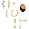 Nuevo Set de Aretes Caliente de Venta Transfronterizo Europeo y Americano 2024 para Mujeres, Clips para Orejas y Aretes Tachuelas con Galvanoplastia de Oro Real, Set de 6 Piezas al por Mayor