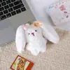 Lindo colgante de peluche de conejo, conejo de orejas largas y esponjoso de dibujos animados, muñeca decorativa para llavero de bolso de niña