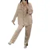 Pijama para Mujer, Estilo Otoño e Invierno, Cárdigan de Solapa, Seda Hielo de Alta Gama, Dulce, Lindo, Suave y Se Puede Usar Afuera, Conjunto para Estar en Casa