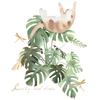 Pegatinas de pared de animales nórdicos, pegatinas de pared de plantas de acuarela, pegatinas decorativas para dormitorio, sofá, TV, fondo, pegatinas de pared con bordes cruzados