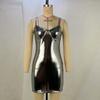Roupas femininas transfronteiriças europeias e americanas 2024 verão novo vestido metálico sexy sling cintura quadril mini boate