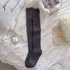 Meias youjiaxiu femininas outono inverno japonês retrô tricotado em ponto rendado imitação de cashmere meias acima do joelho cor sólida cano alto meias longas