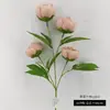Ramo Popular Transfronterizo de Flores Artificiales de Peonía de Cuatro Cabezas para Decoración del Hogar, Ramo de Flores Artificiales de Alta Gama para Decoración de Espacios de Hotel