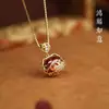 Colar Hongfu Ruyi em Prata Esterlina 925 para Mulheres, Pingente de Cadeado de Segurança Retro Chinês, Nova Corrente de Clavícula Estilo Chinês em Ouro 14K