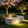 Banco curvo de canteiro de flores em terrazzo para paisagismo de área cênica, banco com acabamento em concreto de água clara para contorno de árvores em paisagismo externo, atacado