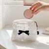 Bonita bolsa de cosméticos, nueva bolsa de cosméticos estilo coreano con lazo de encaje, monedero de gran capacidad, bolso de mano, bolso de almacenamiento para mujer.