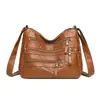 Bolso de Mujer de Comercio Exterior 2025 Nuevo Estilo Lavado Piel Suave Bolso Cruzado Doble Capa Gran Capacidad Bolso de Hombro Bolso Cuadrado Pequeño para Mujer