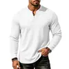 Europa Cruzada Hombres Nuevo Casual Holgado Versátil Cómodo Color Sólido Manga Larga Cuello en V Camiseta Base En Stock Al Por Mayor