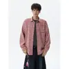 Camisa Amarela Xadrez de Manga Longa Estilo Casual Americano Masculina Outono Nova Chegada Marca Tendência Roupa de Trabalho para Casal Camisa Jaqueta com Gola