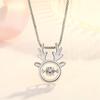 Presente de Natal Mori Deer Have Your Pendant Colar Inteligente Feminino Prata Coração Batendo Pingente de Chifre Clavícula Corrente