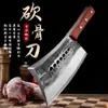 Cuchillo para picar huesos forjado acero alto manganeso alta dureza corte pesado cuchillo para huesos comercial picar hueso grande siete estrellas grueso cuchillo para cortar huesos