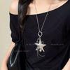 Colar com Pingente de Estrela do Mar Simples Prateado Retrô Antigo Feminino Estilo Resort Beira-Mar Acessórios de Corrente Longa de Suéter de Alta Qualidade