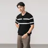 Nueva Camisa Polo de Manga Corta para Verano 2026 con Cuello Campana, Suéter de Punto de Moda Estilo Old Money, Camisa Polo Rayada Versátil