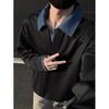 Sudadera con Solapa Falsa de Dos Piezas Edición Especial 2025 para Hombre, Estilo Old Money, Top Holgado Estilo Hong Kong