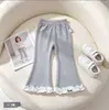 Novas calças de renda da moda para primavera e outono para meninas, estilo coreano, simples e versáteis, perfeitas para usar como peça externa