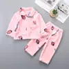 Ropa de casa para bebé otoño e invierno pijamas infantiles engrosados de vellón de coral para niños y niñas traje cálido de franela para bebé de manga larga