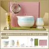 Set de Utensilios de Matcha Estilo Japonés, Tazón de Cerámica Rosa Degradado del Fabricante, Soporte para Batidor, Batidor de 100 Púas, Brocha para Mezclar