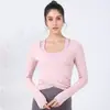 Roupas de yoga leves, com sensação de "quase nada", para mulheres, de secagem rápida, respiráveis, tops esportivos de manga curta e manga longa, tops de fitness, em estoque, direto do fabricante