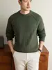 Suéter de punto con cuello redondo y mangas raglán estilo "old money" para hombre, tejido de punto liso de manga larga holgado para otoño e invierno para hombres jóvenes
