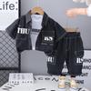 Traje de mezclilla de verano para niño 25 Ropa infantil moderna de manga corta Niño moderno Bebé Guapo Ropa infantil Conjunto de tres piezas