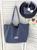 Bolsa de Hombro de Mezclilla Rayada de Doble Cara Estilo Nuevo de Primavera Estilo Coreano Vintage Bolsa de Hombro de Nylon para Estudiante Mujer Bolsa de Viaje