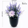 Planta en Maceta de Simulación con Maceta Estilo Nórdico Decoración de Escritorio Sala de Estar Flor Artificial Adornos Creativos Flor de Lavanda Morada Bonsái