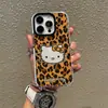 Funda de teléfono transparente con estampado de leopardo y gato KT para iPhone 17, funda protectora estilo chica caliente europea y americana, funda suave de TPU de cobertura total para Apple 15p