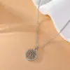 Tendência europeia e americana camada dupla diamante redondo borla árvore da vida pingente clavícula colar brincos terno joias mulheres
