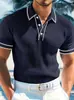 Amazon Europa Transfronterizo Hombre Nuevo Manga Corta Comercio Exterior Verano Hombre Transfronterizo Bloque de Color Raya Cuello Camisa Polo