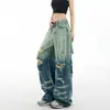 Jeans vintage rasgados degradados para hombre y mujer, nuevo corte holgado, adelgazantes, versátiles, pantalones largos rectos de pierna ancha con caída, largos