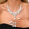 Conjunto de tres piezas de joyería transfronteriza de estilo europeo y americano, con pendientes, collar y pulsera de diamantes de imitación de aleación retro exagerados de alta calidad que combinan con todo.
