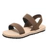 Sandalias planas cruzadas con banda elástica para mujer, novedad de 2023, sandalias romanas de lino tejido con imitación de paja para verano.
