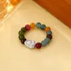 2024 Nuevo Explosiones Calabaza Piedra Colorida Anillo Luz Lujo Nicho Gama Alta Joyería para Mujer Regalo de Moda