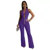 11072 Suministro Transfronterizo Amazon Verano Ropa Femenina Europea y Americana Sexy Ajustada Sin Espalda Cuello Halter Mono de Pierna Ancha Nuevo