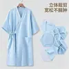 Bata de baño de algodón puro para mujer, bata de baño fina de verano suave y absorbente, bata simple de corte holgado con cinturón en la cintura para casa