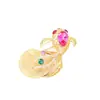 Broche Designer de Alta Qualidade Cauda de Peixe Concha Amarela Natural com Incrustação de Pedra Oca, Broche Tridimensional de Carpa, Acessório de Peixe Dourado Pérola