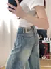Jeans Wide Leg de Cintura Alta Estilo Retrô Americano Feminino Outono 2026 Novo Estilo Solto Design que Valoriza Senso de Moda Calças Lavadas de Comprimento Total