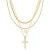 Amazon Transfronterizo Nuevo Collar con 26 Letras Iniciales Moda Colgante de Cruz Personalizado Collar Multicapa Joyería para Mujer