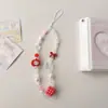 Cordão Girly Rosa Frutas Gatinho para Capa de Celular Cordão para Câmera CCD com Pingente de Contas Feito à Mão D