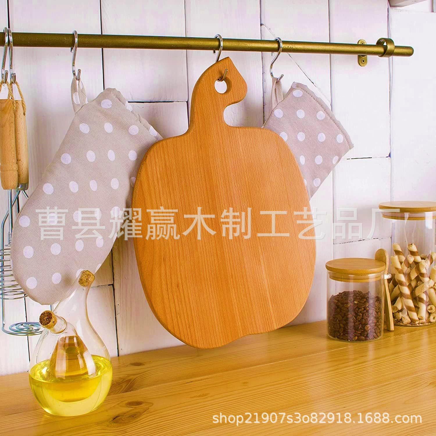 日式榉木菜板创意带手柄苹果菜板木制芝士奶酪板厨房披萨板面包板