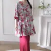 Familia Algodón Seda 2026 Nuevo Estilo Chino Pijama de Algodón Seda para Mujer, Conjunto de Manga Corta de Algodón Artificial Estilo Chino, Se Puede Usar Afuera, Estilo Delgado