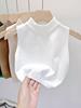 Camisola de punto interior elegante de verano 2024 para mujer, cuello medio alto, sin mangas, corta