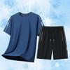 Traje de Camiseta de Manga Corta de Seda de Hielo para Hombre 2025 Nuevo Verano Camiseta Corta Pantalones Cortos Traje Deportivo Casual de Dos Piezas para Hombre Moderno